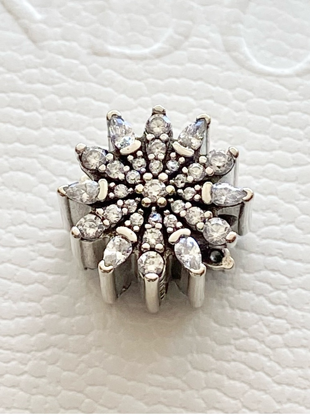 Authentic Pandora Sterling Silver “Ice Crystals” Clear CZ Charm ~ Retired